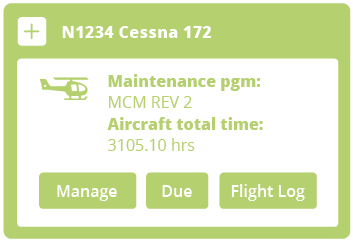 Aircraft overview with a green status