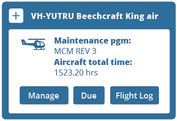 Aircraft overview with a blue status
